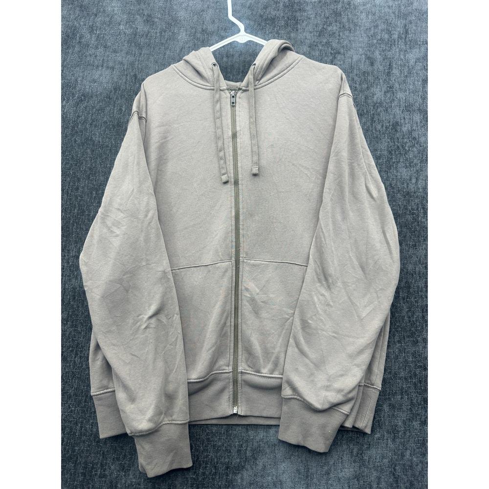 Goodfellow & Co Hoodie Womens Large Gray Fleece Lined Comfy Relaxed Fit Zip Up